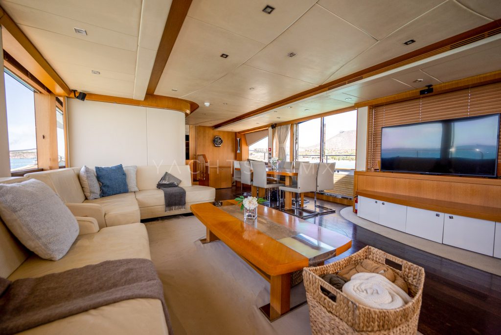Sunseeker 90 yacht charter La Paz - main salon and helm photo 02