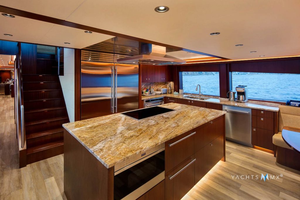 Salon and helm of the Northern 130 yacht