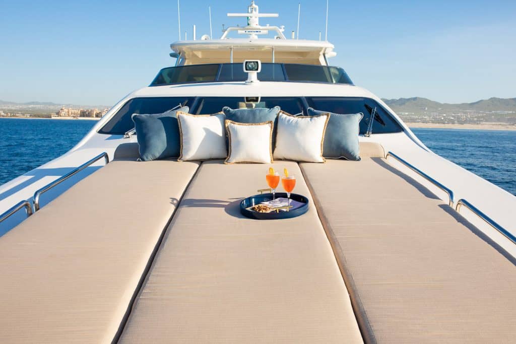 Deck and flybridge of the Azimut 116 yacht in Cabo San Lucas