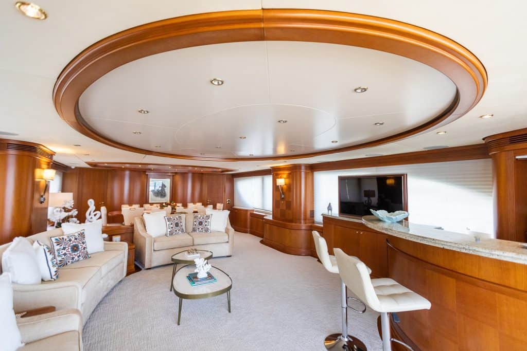 Salon and helm of the Azimut 116 yacht