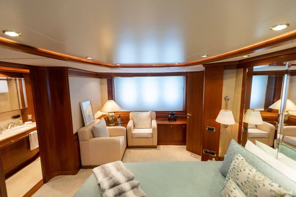 Cabin on board the Azimut 116 yacht