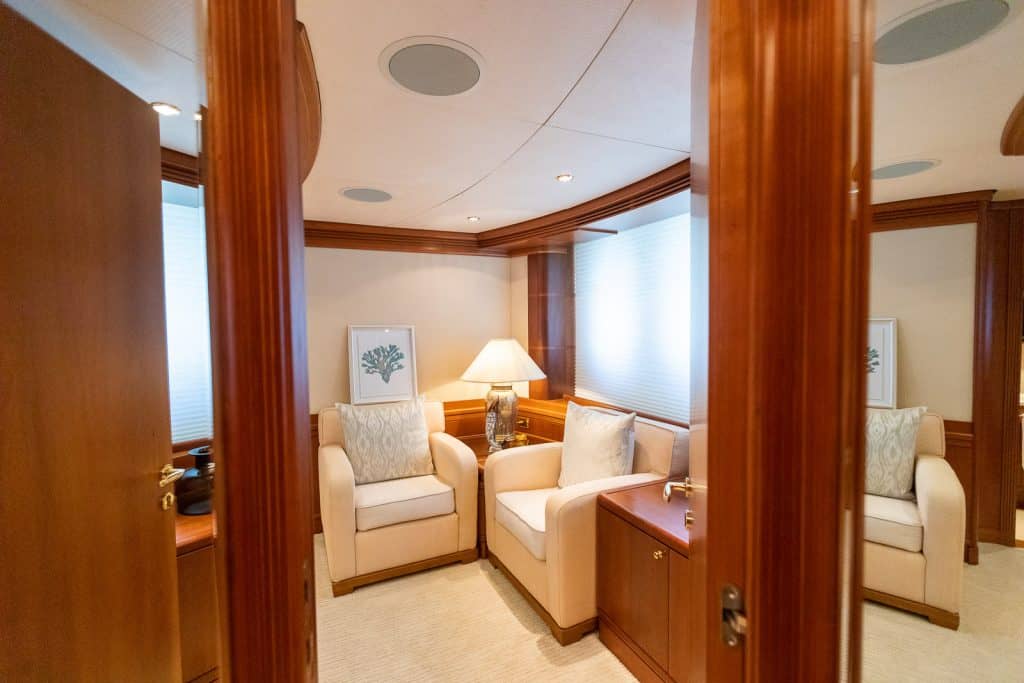Salon and helm of the Azimut 116 yacht