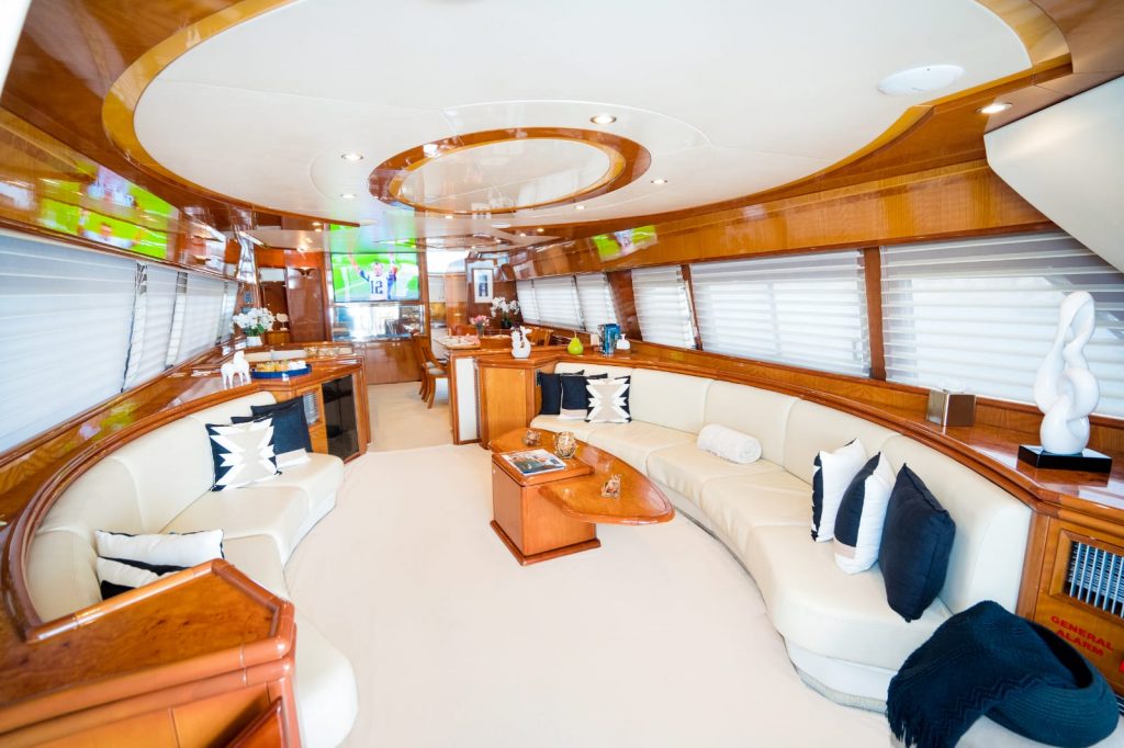 Shine 85 yacht charter Cabo San Lucas - main salon and helm photo 04