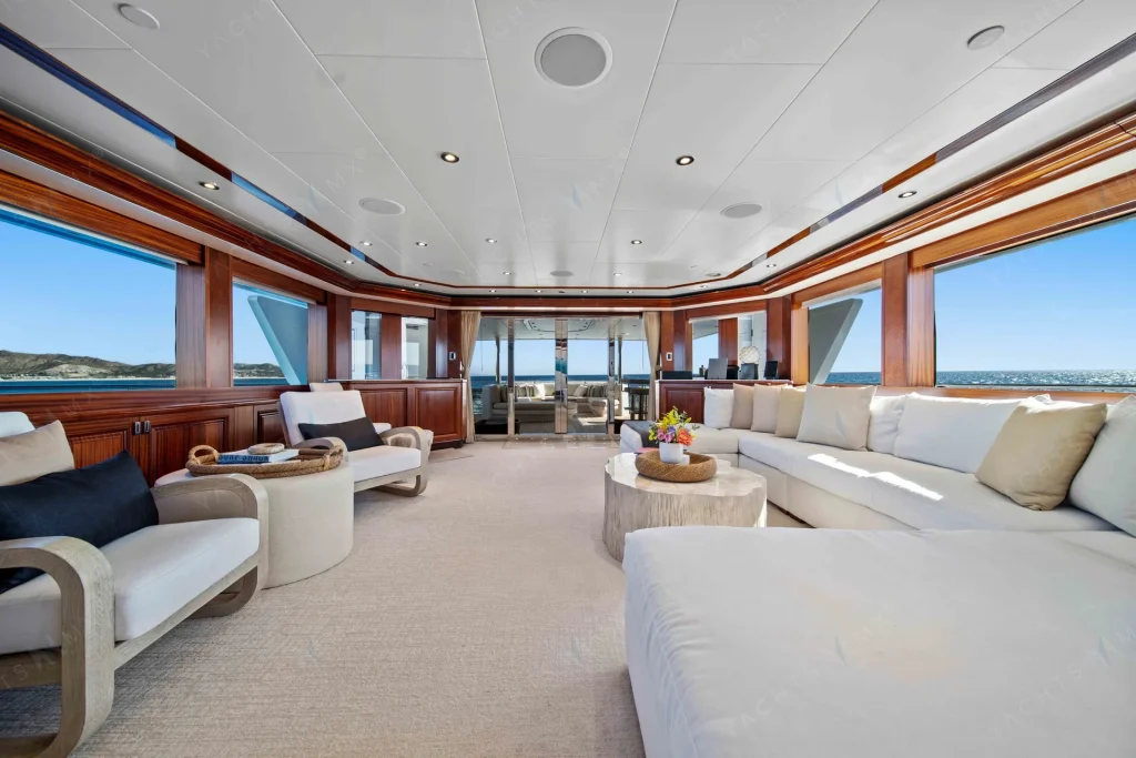 Westport 130 yacht charter Cabo San Lucas - main salon and helm photo 05