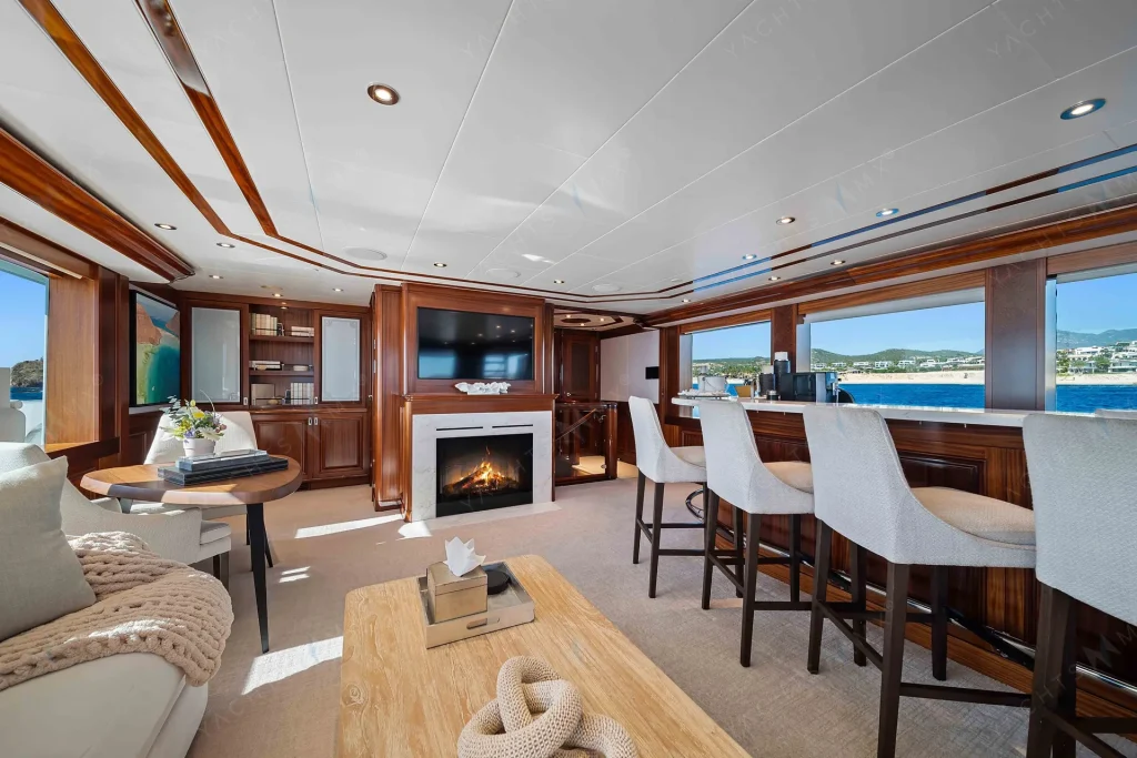 Westport 130 yacht charter Cabo San Lucas - main salon and helm photo 02
