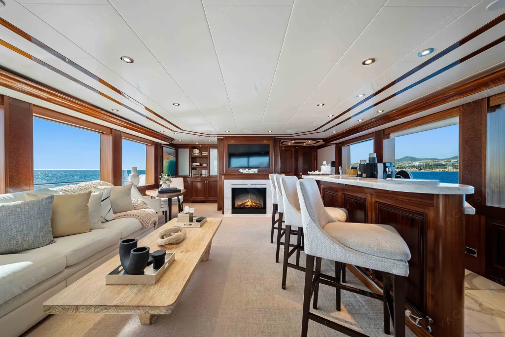 Westport 130 yacht charter Cabo San Lucas - main salon and helm photo 01