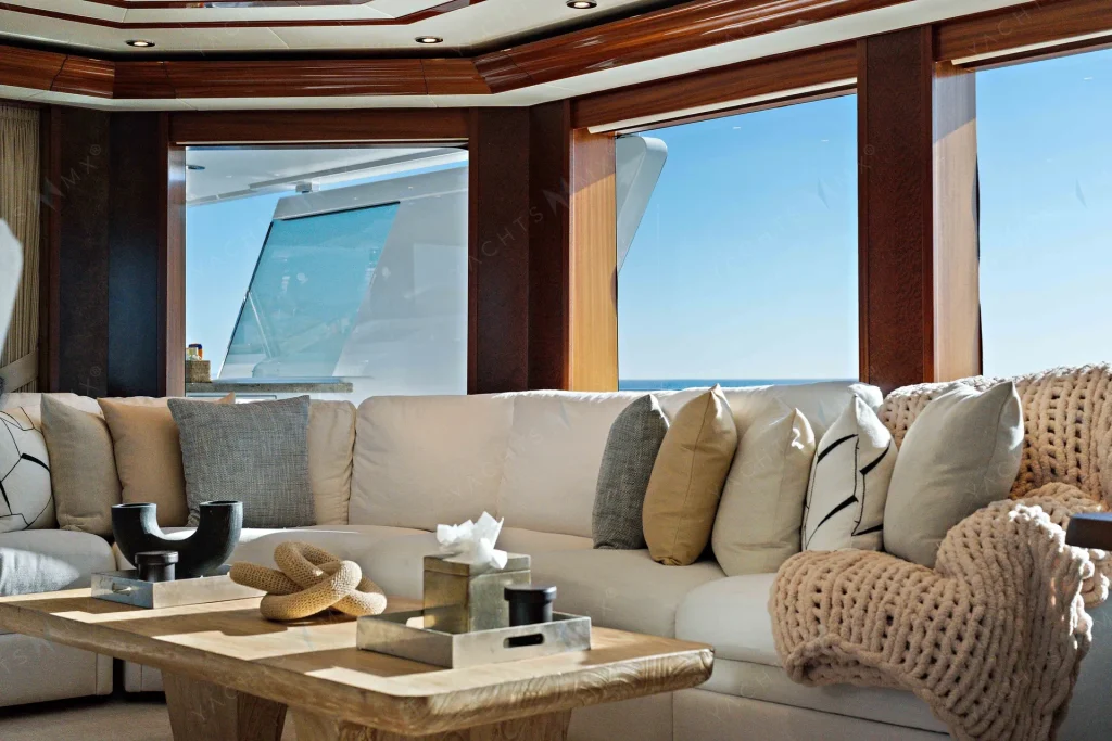 Westport 130 yacht charter Cabo San Lucas - main salon and helm photo 03