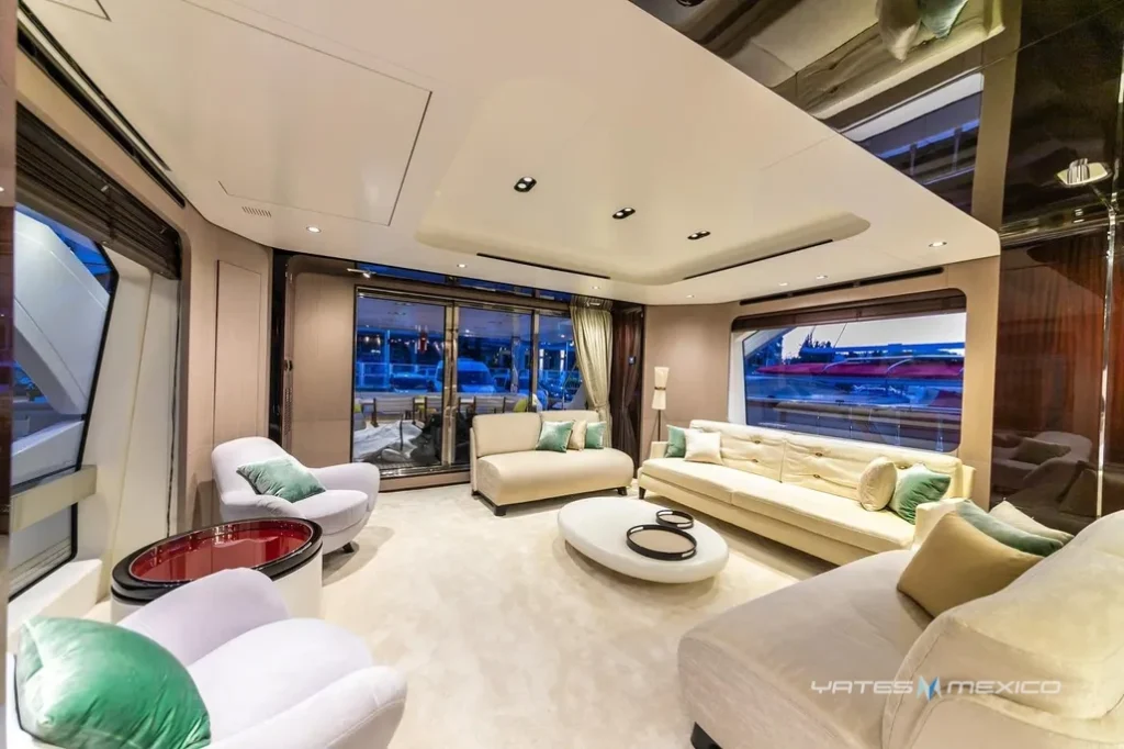 Azimut 90 yacht charter La Paz - main salon and helm photo 02