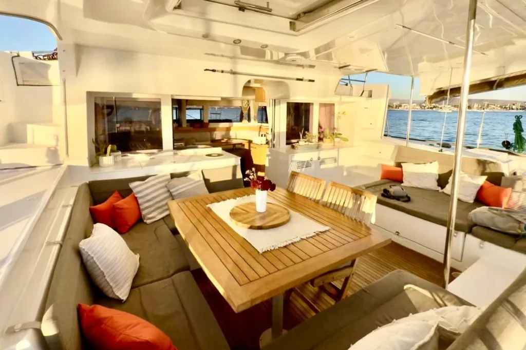Lagoon 45 yacht charter La Paz - main salon and galley photo 01