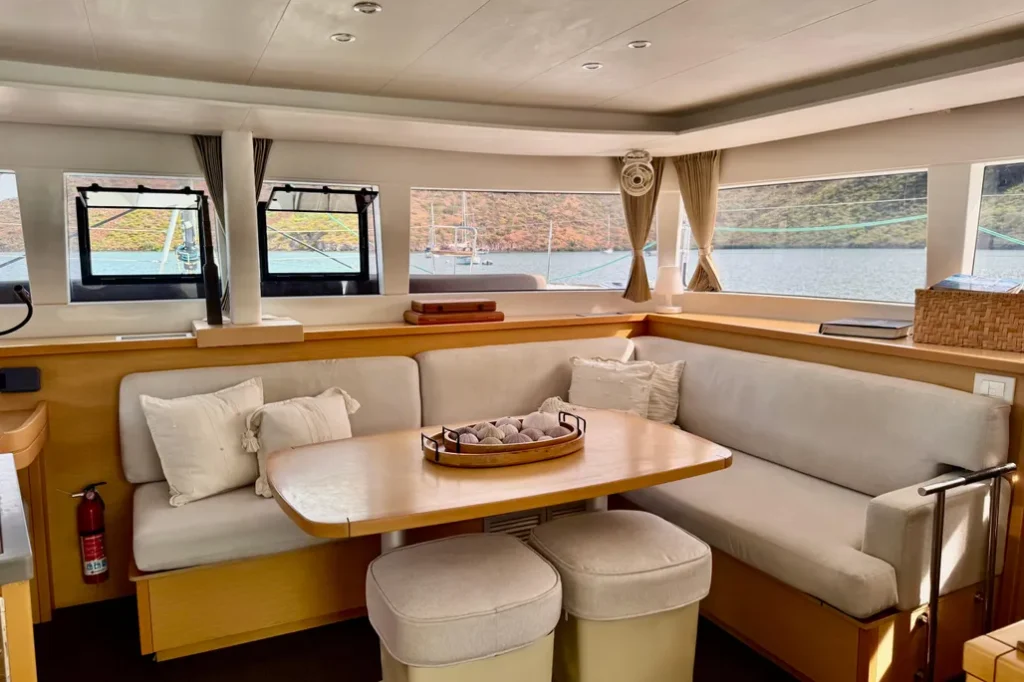 Lagoon 45 yacht charter La Paz - main salon and galley photo 02