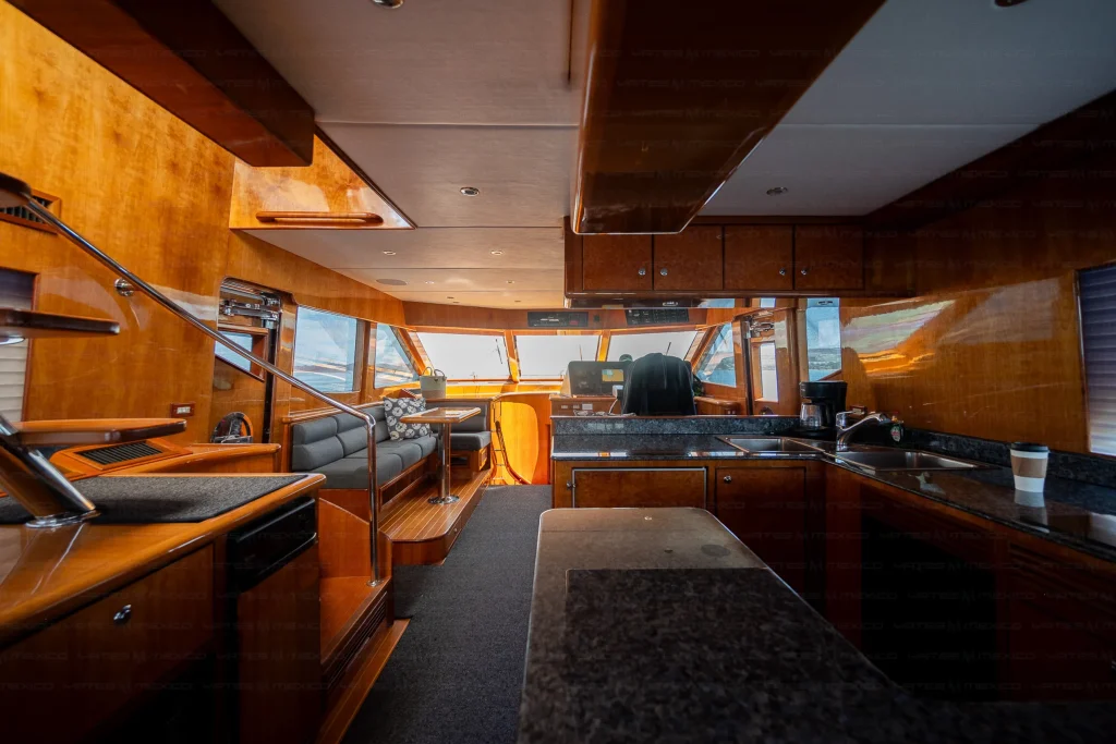 Simbol 70 yacht charter Cabo San Lucas - main salon and helm photo 01