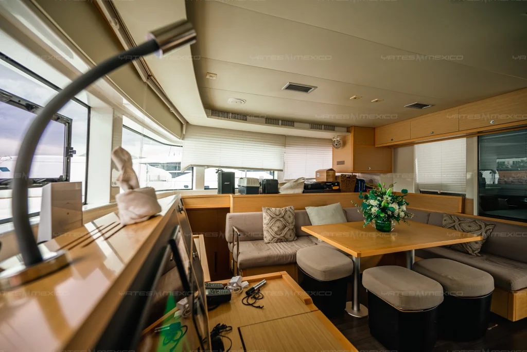 Lagoon 52 yacht charter La Paz - deck salon and galley photo 05