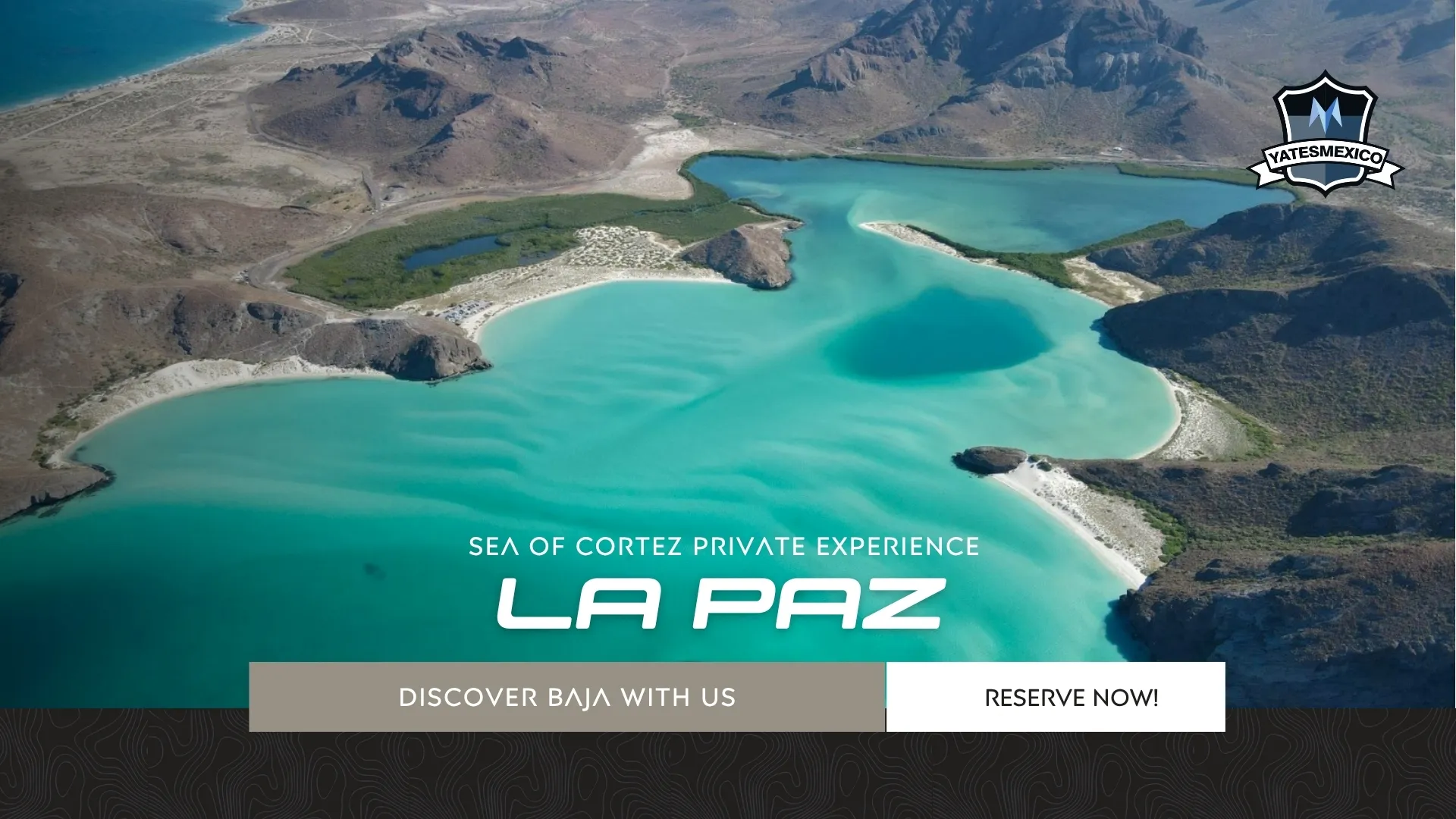 Summer Yacht Charters 4 Balandra Bay turquoise lagoon aerial, La Paz