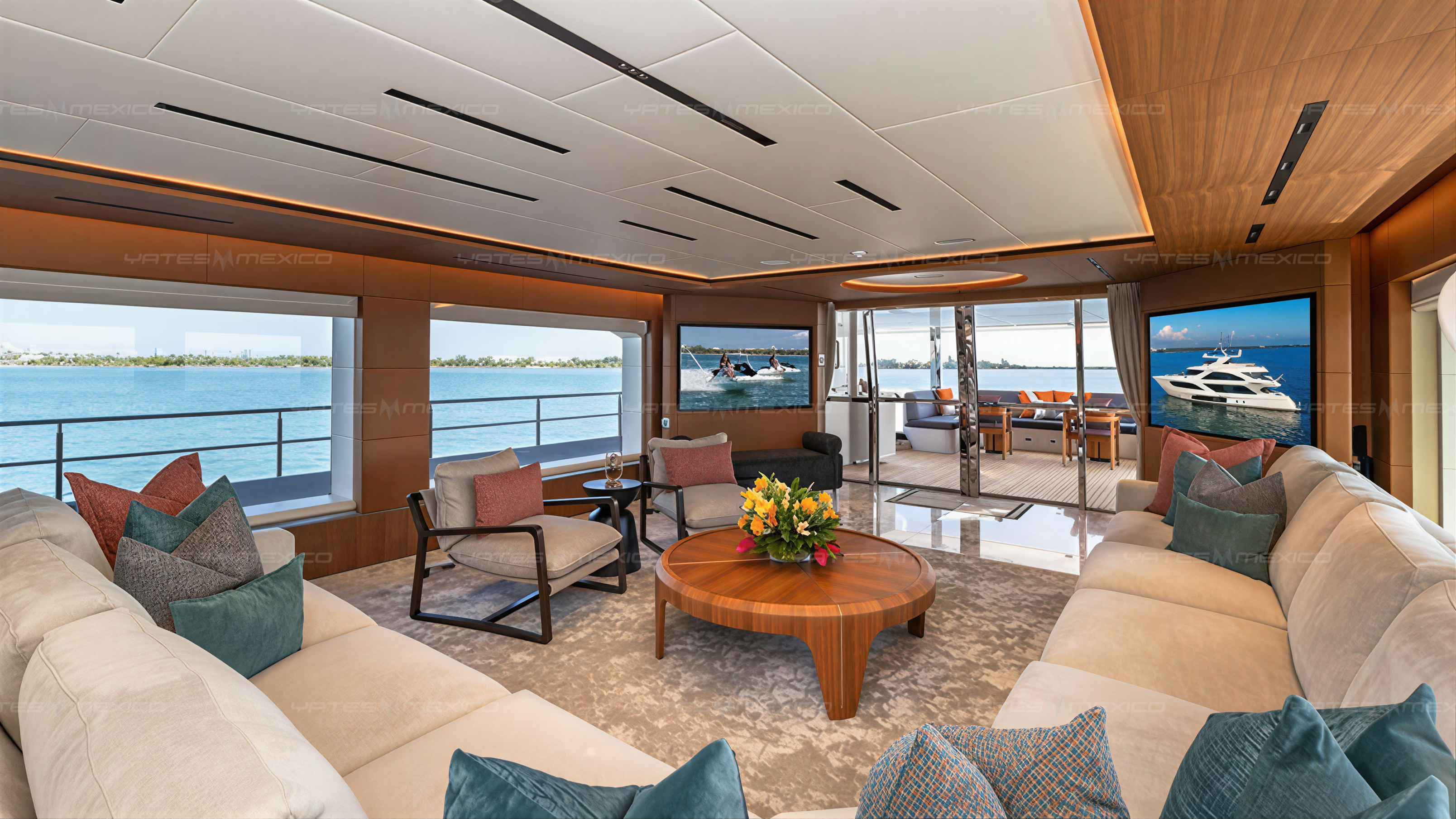 Gulf Craft 141 yacht charter La Paz - main salon and helm photo 01