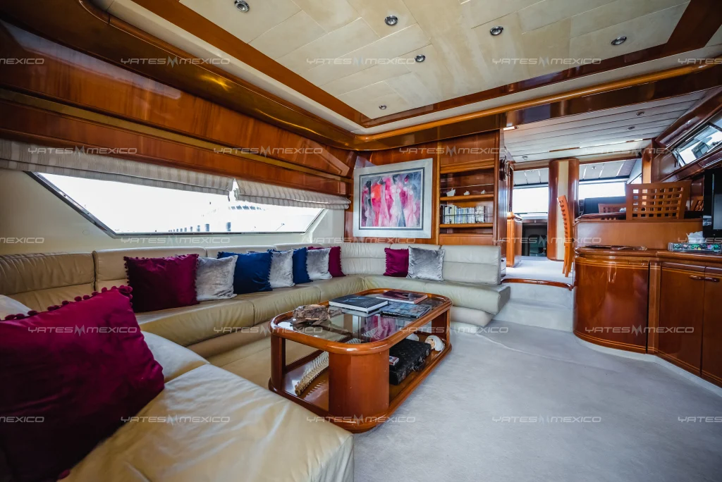 Ferretti 80 yacht charter La Paz - main salon and helm photo 01