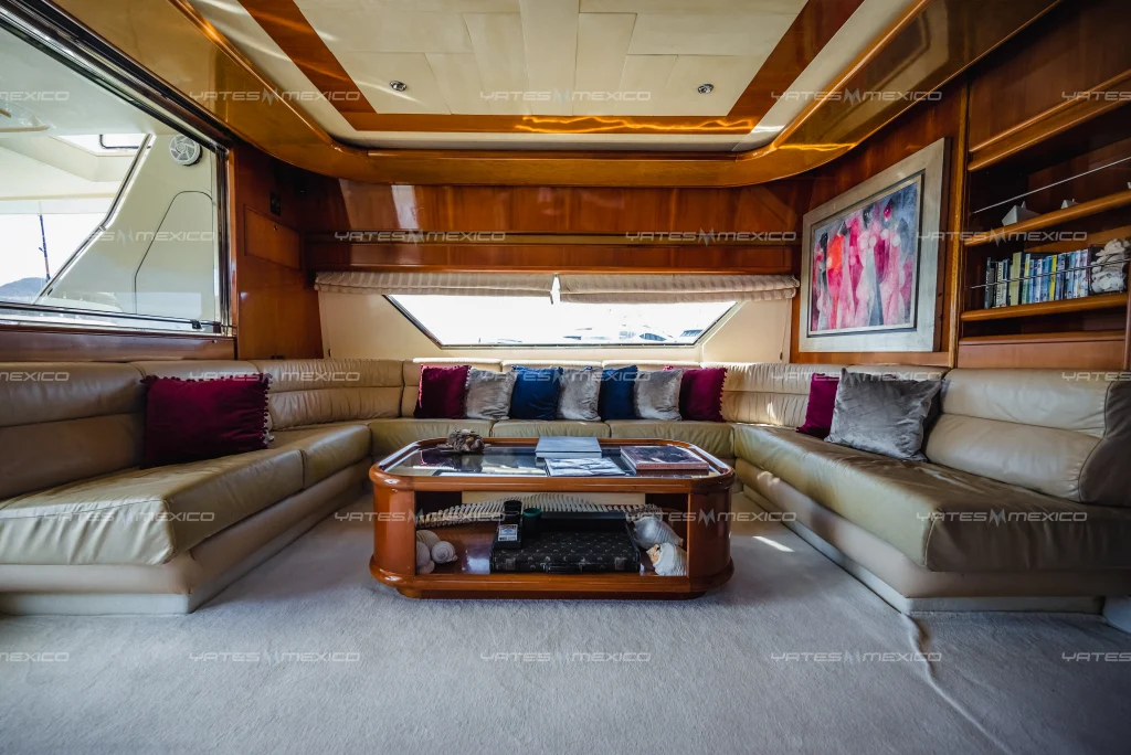 Ferretti 80 yacht charter La Paz - main salon and helm photo 02