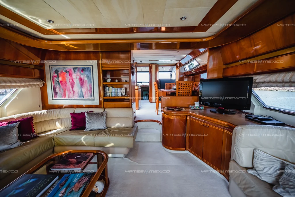 Ferretti 80 yacht charter La Paz - main salon and helm photo 03