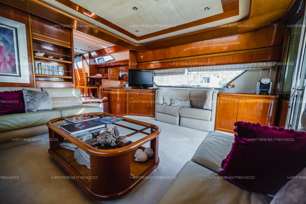 Ferretti 80 yacht charter La Paz - main salon and helm photo 04