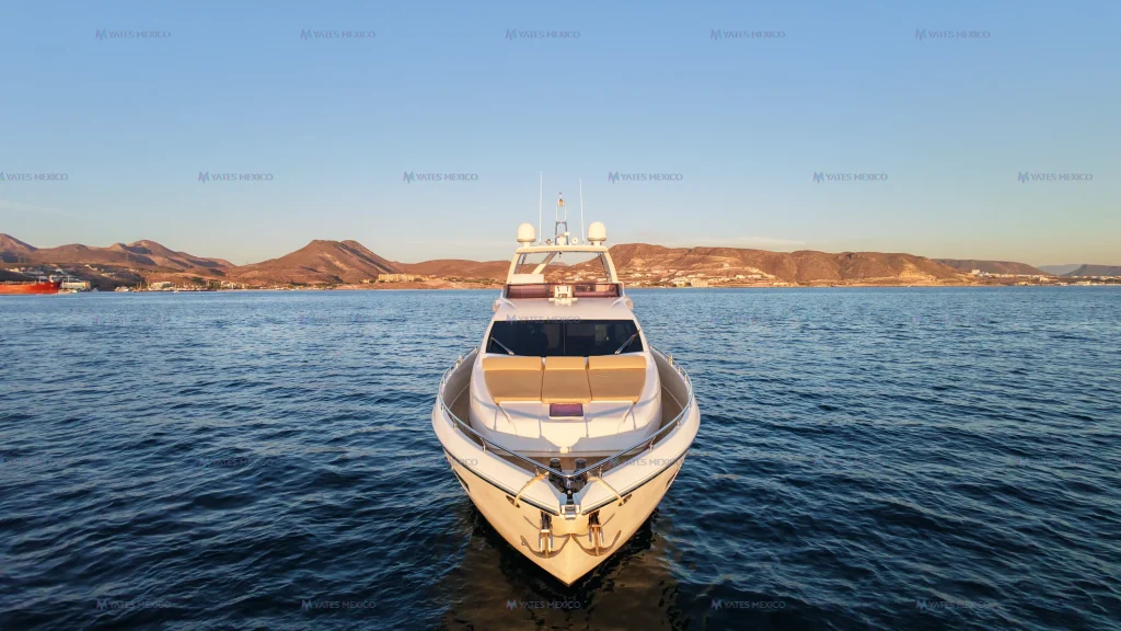 Ferretti 75 yacht charter La Paz - head-on bow view at anchor