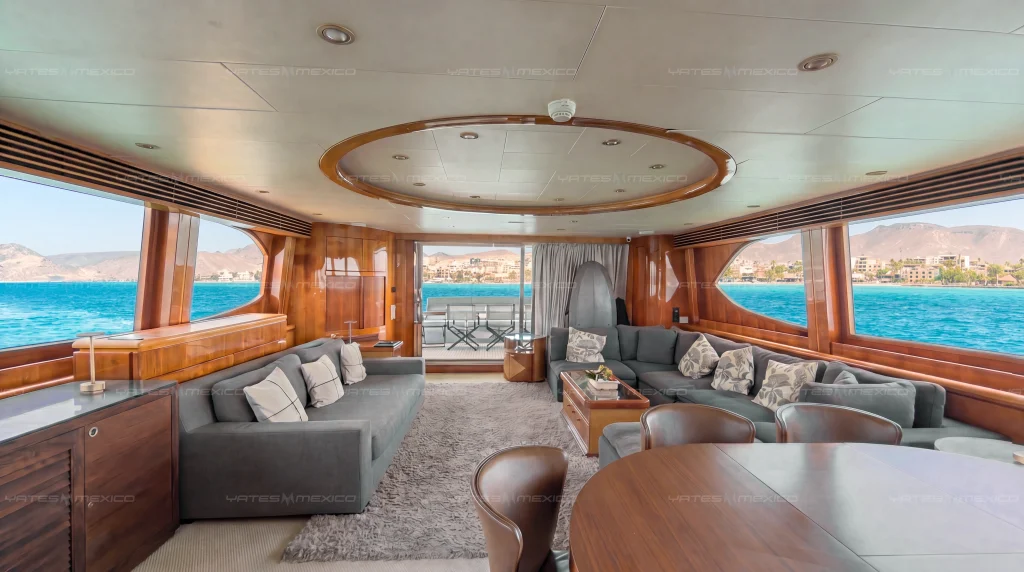 Monte Fino 84 yacht charter La Paz - main salon and lounge