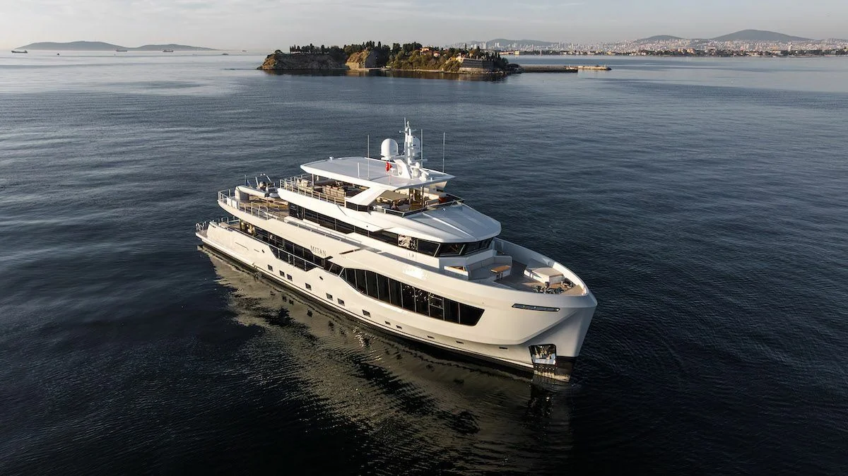 Numarine 132 yacht aerial over blue water
