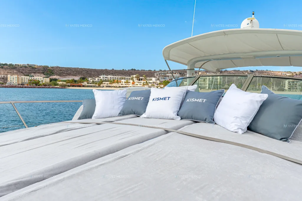 Sea Ray 45 yacht charter La Paz - cushioned bow sunpad set up with pillows