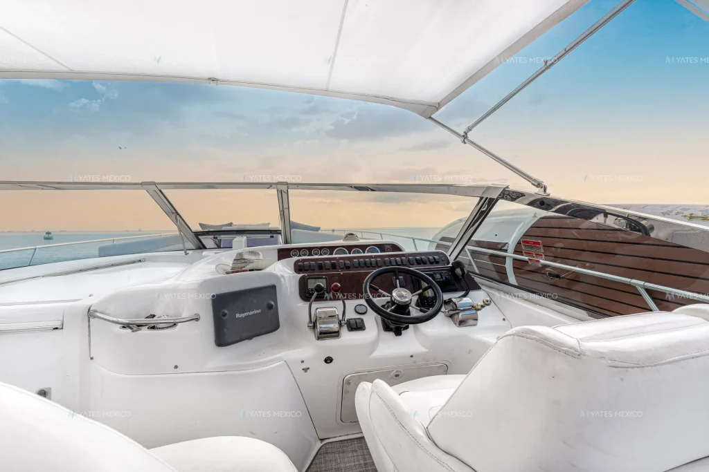 Sea Ray 45 yacht charter La Paz - helm station at sunset
