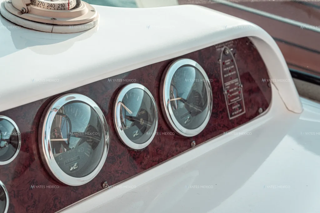Sea Ray 45 yacht charter La Paz - burl wood instrument panel detail