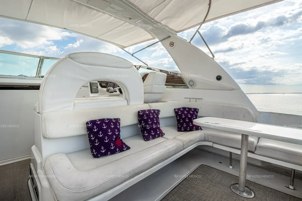 Sea Ray 45 yacht charter La Paz - cockpit lounge seating under the bimini