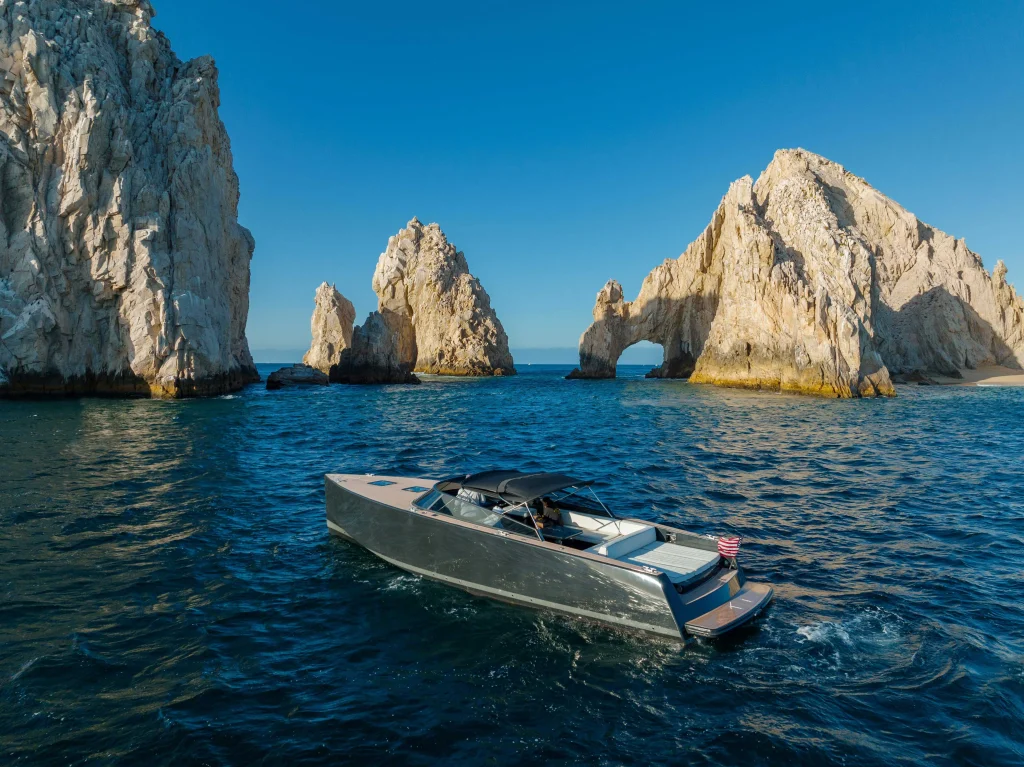 VanDutch 42 yacht anchored beside El Arco in Cabo San Lucas