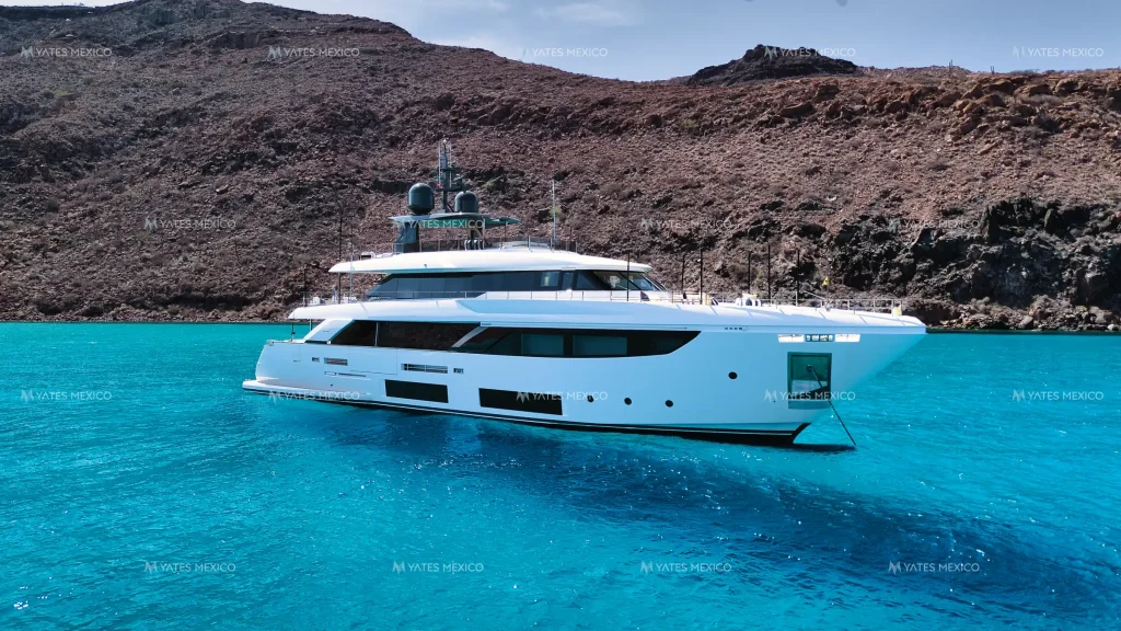 Custom Line 110 yacht charter La Paz - side profile on the Sea of Cortez