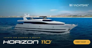 Yate Horizon 110 navegando frente al Arco de Cabo San Lucas
