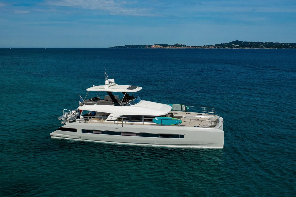 Lagoon 67 power catamaran cruising the Sea of Cortez off La Paz