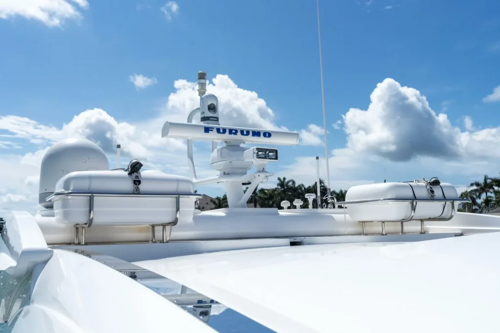 Sunseeker 64 yacht charter La Paz - radar arch and hardtop detail