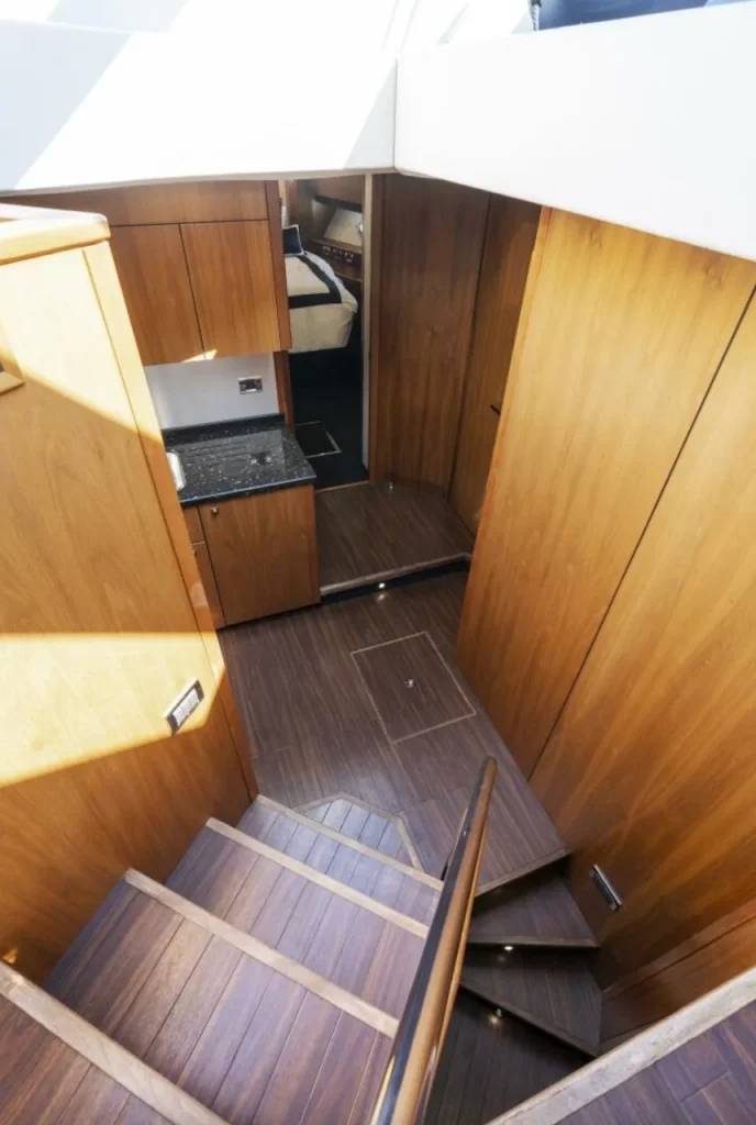 Sunseeker 64 yacht charter La Paz - stairway down to the cabins