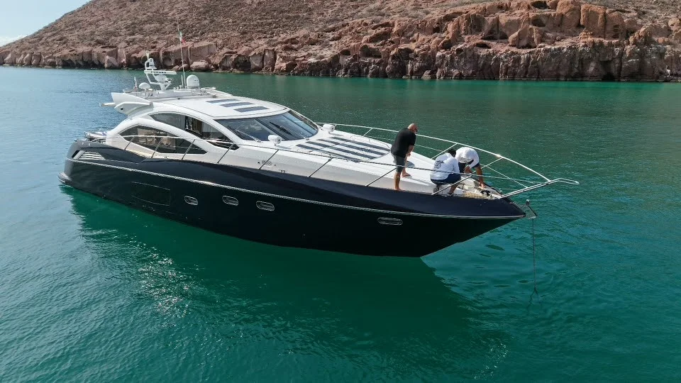 Sunseeker 64 yacht charter La Paz - aerial profile at Isla Espiritu Santo