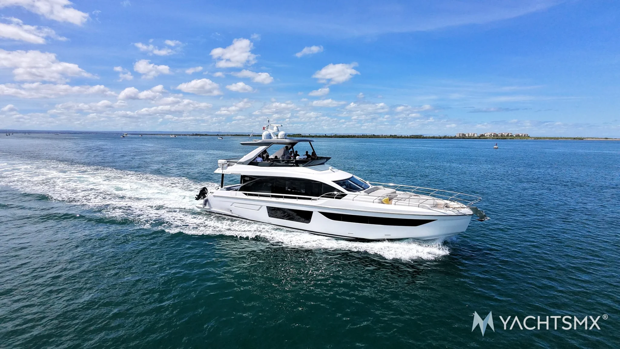 Azimut 68 2023 yacht charter La Paz - cruising off La Paz, aerial - exclusive with YACHTSMX