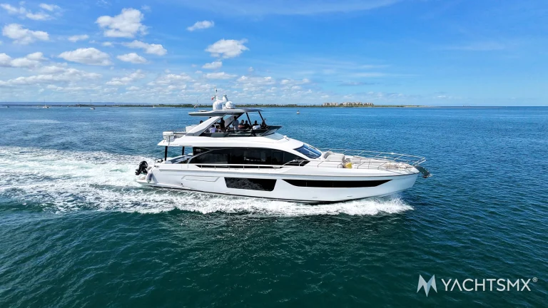 Azimut 68 2023 yacht charter La Paz - cruising off La Paz, side profile - exclusive with YACHTSMX